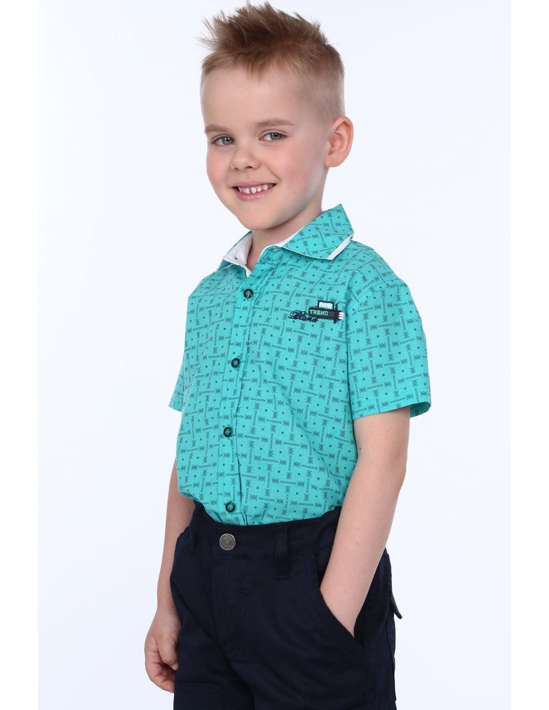 Boy\'s short-sleeved shirt, mint NDZ7462 - Online store - Boutique